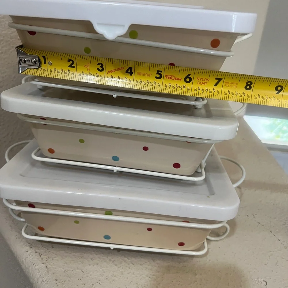 Rare 3‎ Set Polka Dots Temp-tations Casserole Ovenware Dishes & Rack